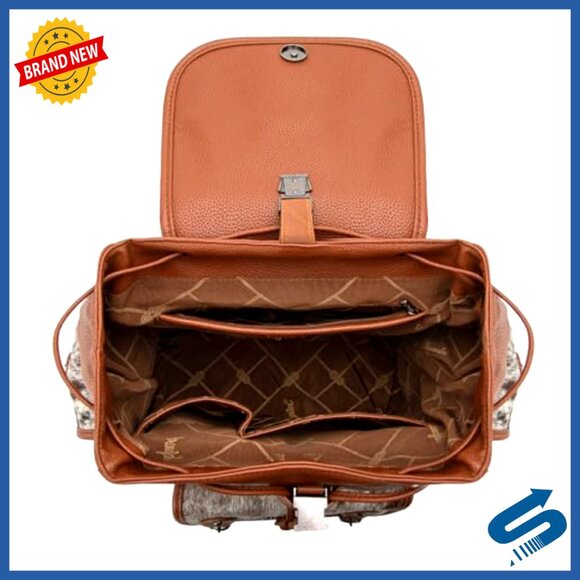 Genuine Hair-on Cowhide Backpack Purse, 30L Capacity, Adjustable Straps main image 5